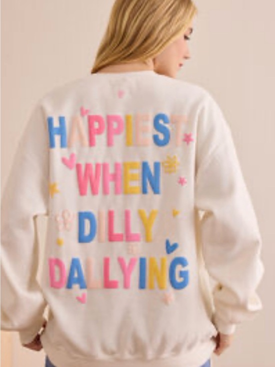 Altar'd State Tops - Altar'd State Cream Sweatshirt with Pink and Blue Heart Accents